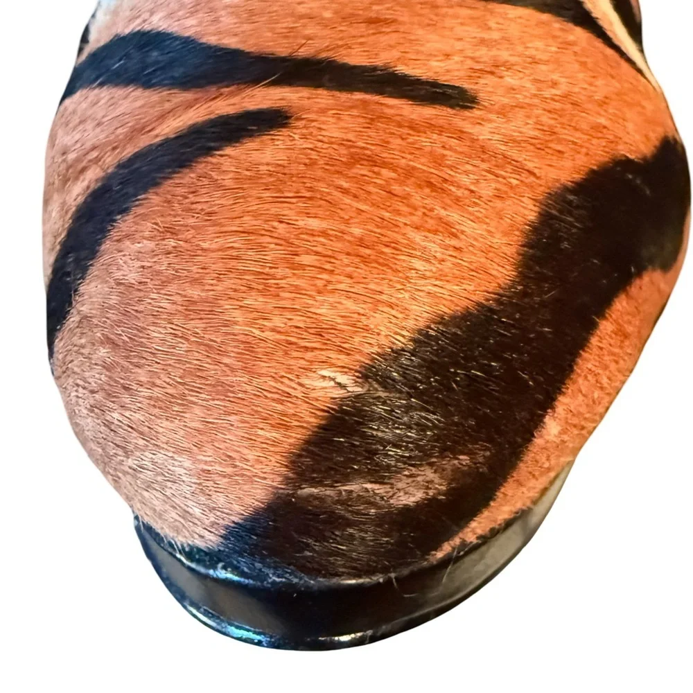 Nine West Preowned Sz 6.5 Tiger Print Leather Cowhide Stiletto Heels (SH047) - Picture 8 of 11